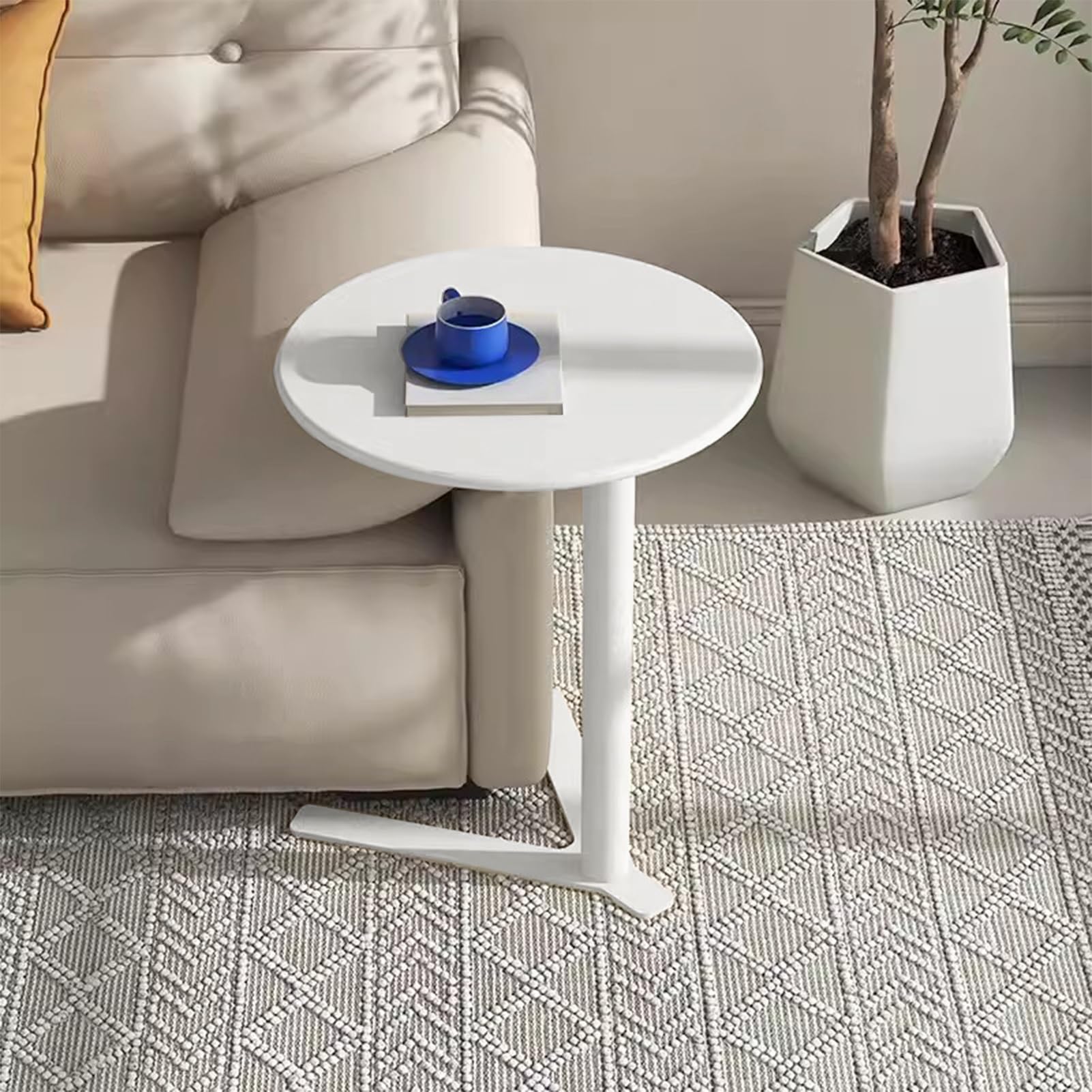 Amazon｜C字型サイドエンドテーブル、ホワイトメタルトレイスナック